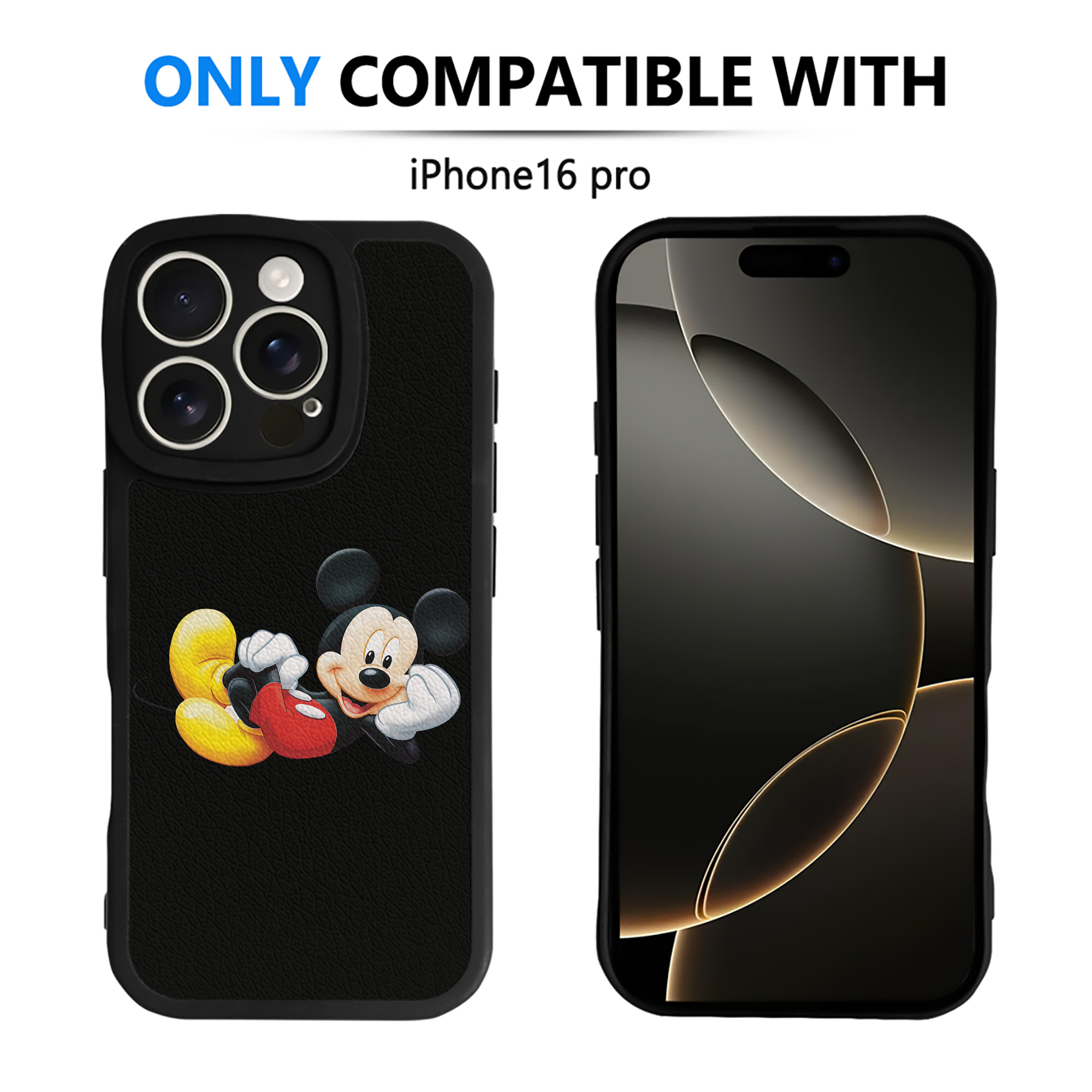 （画像用） ミッキーマウス Mickey Mouse 【iPhone 16シリーズ対応】シリコンスマホケース（レザー調） 材質：シリコン
